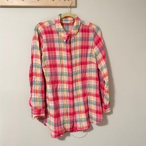 Soft Surroundings Red and Yellow Plaid Womens Shirt